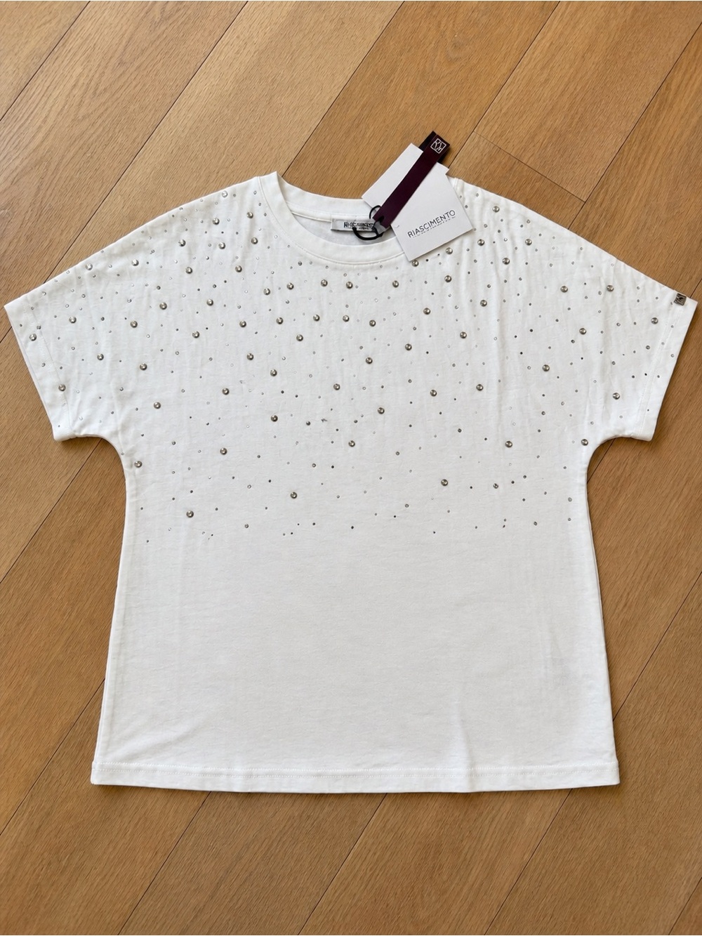 Rinascimento White Short Sleeve Embellished Tee